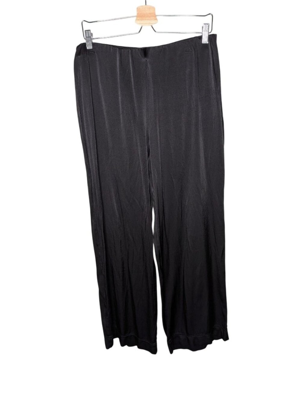 Dissh Black Wide-Leg Satin Pull On Dress Pants Size US 10